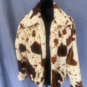 Cow Print Faux Fur Jacket